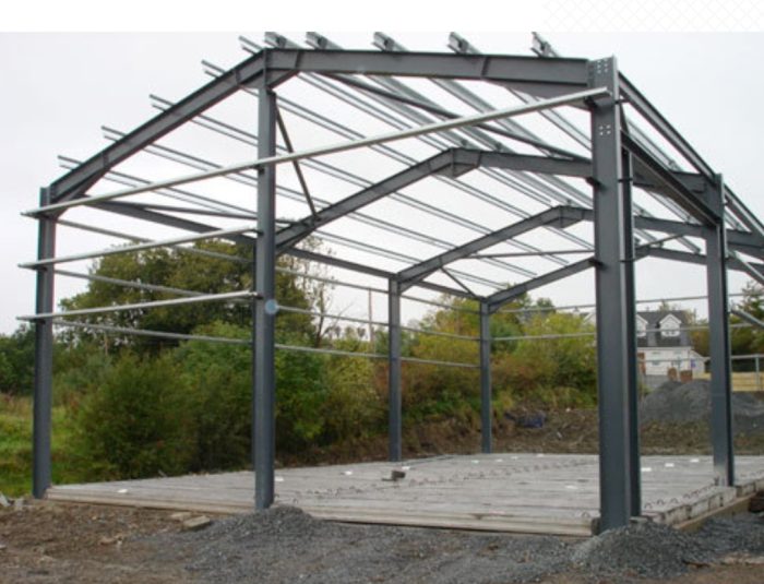 Weather-resistant steel garage with vertical roof style